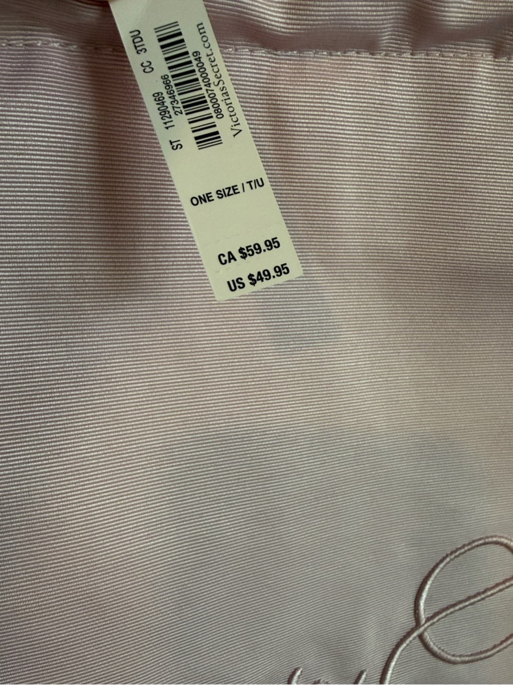 Victoria's Secret Light Pink Embroidered Canvas Tote - Picture 2 of 7